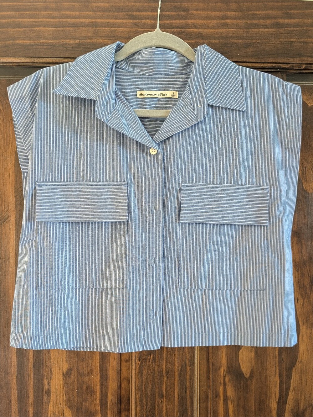 Abercrombie & Fitch Striped Cropped Utility Shirt